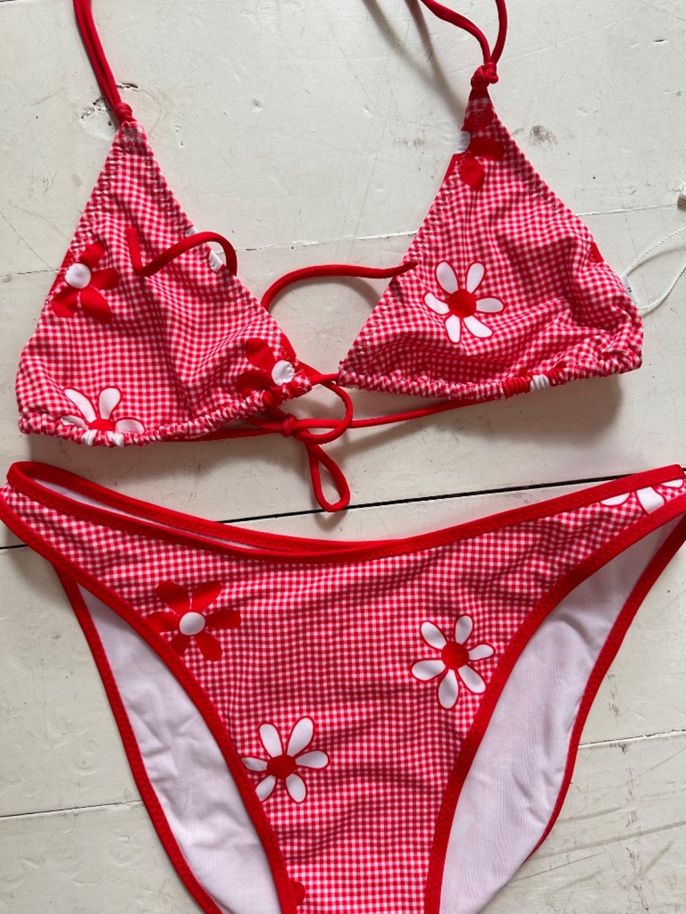 Heavy Manners Red Gingham and Flowers Bikini NWT - Picture 6 of 10